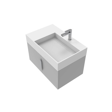 Castello Usa Amazon 30-inch Gray Right Vanity Set with White Top and Brushed Nickel Handles CB-MC-30G-BN-2056R-WH